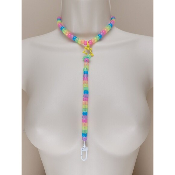 Kandi kids by Mitzie Jewelry - 2pc rainbow glow convertible choker & removable binky cord necklace star charm